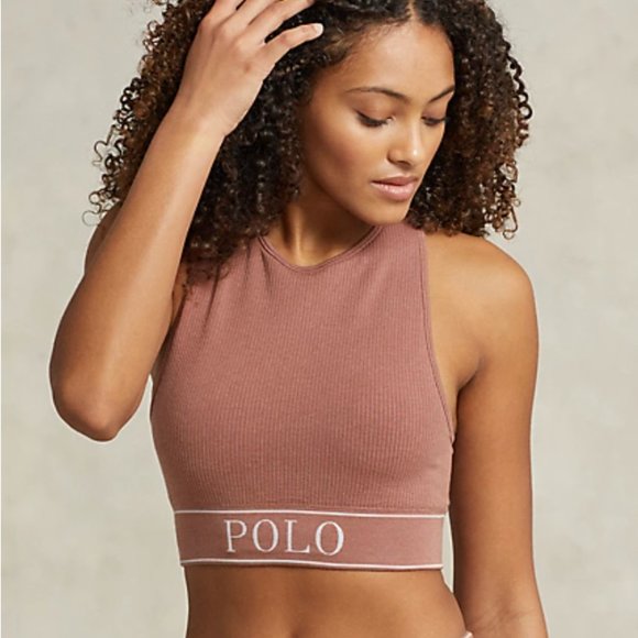 New Sold Out Polo Ralph Lauren Ribbed Cropped Jewelneck Tank Terracotta - Picture 5 of 7